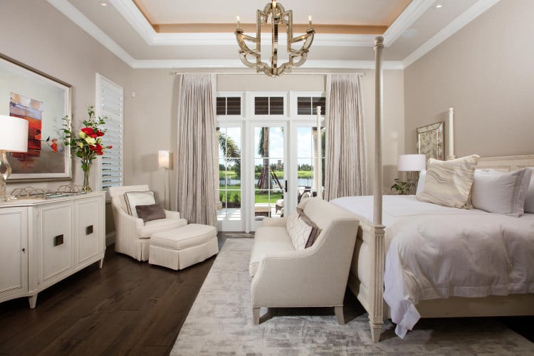 bedroom with white and tan design
