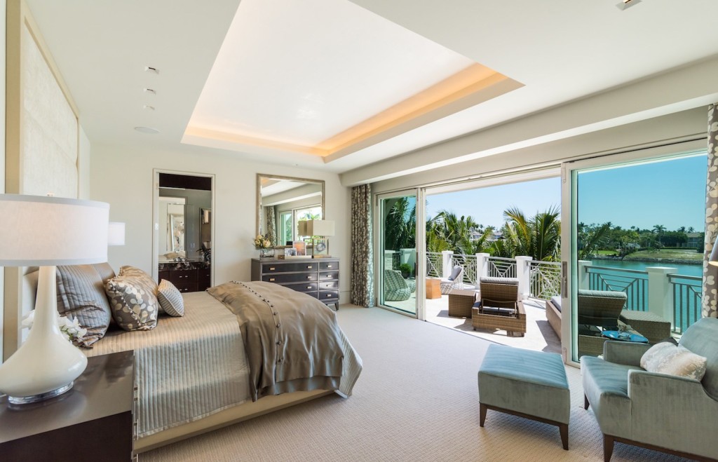 Jennifer Stevens of Romanza Interior Design designed the master suite around the gorgeous views of Cutlass Cove